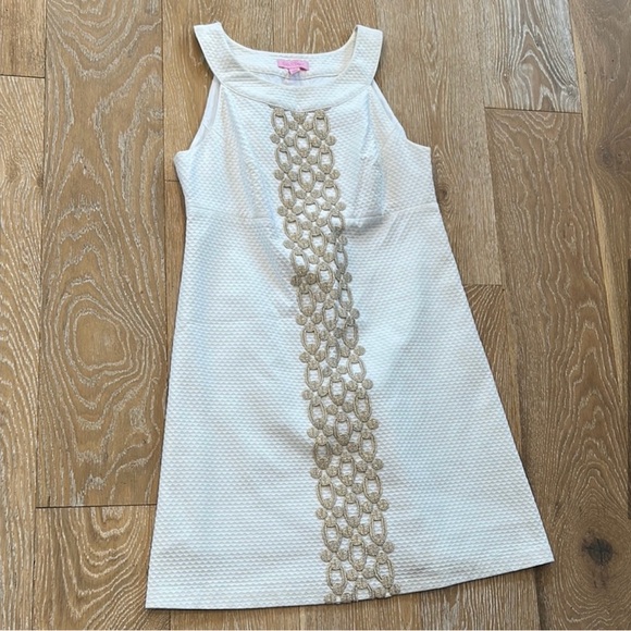 Lilly Pulitzer Dresses & Skirts - Lilly Pulitzer White and Gold Shift Dress